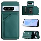 For Google Pixel 8 Pro Skin Feel Four Card Slots Phone Case with Wrist Strap(Green) - 1