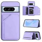 For Google Pixel 8 Pro Skin Feel Four Card Slots Phone Case with Wrist Strap(Purple) - 1