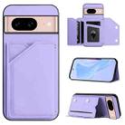 For Google Pixel 8A Skin Feel Four Card Slots Phone Case with Wrist Strap(Purple) - 1