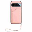 For Google Pixel 9 Skin Feel Four Card Slots Phone Case with Wrist Strap(Pink) - 2