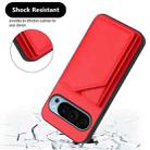 For Google Pixel 9 Skin Feel Four Card Slots Phone Case with Wrist Strap(Red) - 3