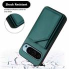 For Google Pixel 9 Skin Feel Four Card Slots Phone Case with Wrist Strap(Green) - 3