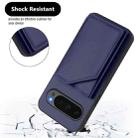 For Google Pixel 10 Pro XL Skin Feel Four Card Slots Phone Case with Wrist Strap(Blue) - 3