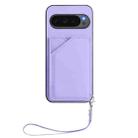 For Google Pixel 10 Pro XL Skin Feel Four Card Slots Phone Case with Wrist Strap(Purple) - 2