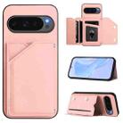 For Google Pixel 10 / 10 Pro Skin Feel Four Card Slots Phone Case with Wrist Strap(Pink) - 1