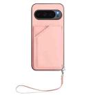For Google Pixel 10 / 10 Pro Skin Feel Four Card Slots Phone Case with Wrist Strap(Pink) - 2