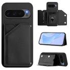 For Google Pixel 10 / 10 Pro Skin Feel Four Card Slots Phone Case with Wrist Strap(Black) - 1