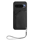 For Google Pixel 10 / 10 Pro Skin Feel Four Card Slots Phone Case with Wrist Strap(Black) - 2