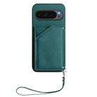 For Google Pixel 10 / 10 Pro Skin Feel Four Card Slots Phone Case with Wrist Strap(Green) - 2