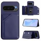 For Google Pixel 10 / 10 Pro Skin Feel Four Card Slots Phone Case with Wrist Strap(Blue) - 1