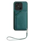 For Redmi 10C Skin Feel Four Card Slots Phone Case with Wrist Strap(Green) - 2