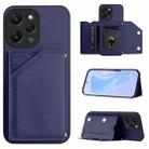 For Redmi 12 4G Global Skin Feel Four Card Slots Phone Case with Wrist Strap(Blue) - 1