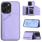 For Redmi 12 4G Global Skin Feel Four Card Slots Phone Case with Wrist Strap(Purple) - 1