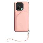 For Redmi 12C / 11A Skin Feel Four Card Slots Phone Case with Wrist Strap(Pink) - 2