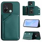 For Redmi 12C / 11A Skin Feel Four Card Slots Phone Case with Wrist Strap(Green) - 1