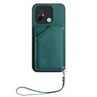 For Redmi 12C / 11A Skin Feel Four Card Slots Phone Case with Wrist Strap(Green) - 2