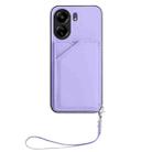 For Redmi 13C 4G Global Skin Feel Four Card Slots Phone Case with Wrist Strap(Purple) - 2