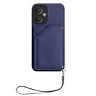 For Redmi 13C 5G / 13R Skin Feel Four Card Slots Phone Case with Wrist Strap(Blue) - 2