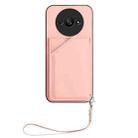 For Redmi A3 4G Global Skin Feel Four Card Slots Phone Case with Wrist Strap(Pink) - 2