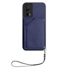 For Redmi K60 / 60 Pro Skin Feel Four Card Slots Phone Case with Wrist Strap(Blue) - 2