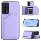 For Redmi K60 / 60 Pro Skin Feel Four Card Slots Phone Case with Wrist Strap(Purple) - 1