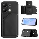 For Redmi Note 13 4G Global Skin Feel Four Card Slots Phone Case with Wrist Strap(Black) - 1