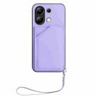 For Redmi Note 13 4G Global Skin Feel Four Card Slots Phone Case with Wrist Strap(Purple) - 2