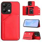 For Redmi Note 13 Pro 4G Global Skin Feel Four Card Slots Phone Case with Wrist Strap(Red) - 1