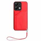 For Redmi Note 13 Pro 4G Global Skin Feel Four Card Slots Phone Case with Wrist Strap(Red) - 2