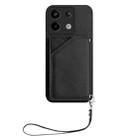 For Redmi Note 13 Pro 5G Skin Feel Four Card Slots Phone Case with Wrist Strap(Black) - 2