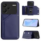 For Redmi Note 13 Pro+ Skin Feel Four Card Slots Phone Case with Wrist Strap(Blue) - 1