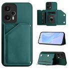 For Redmi Note 12 Turbo Skin Feel Four Card Slots Phone Case with Wrist Strap(Green) - 1