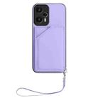 For Redmi Note 12 Turbo Skin Feel Four Card Slots Phone Case with Wrist Strap(Purple) - 2