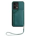 For Redmi Note 12 Pro 5G Skin Feel Four Card Slots Phone Case with Wrist Strap(Green) - 2