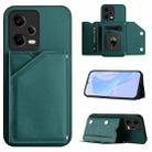 For Redmi Note 12 Pro+ 5G Skin Feel Four Card Slots Phone Case with Wrist Strap(Green) - 1