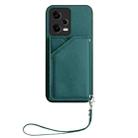 For Redmi Note 12 Pro+ 5G Skin Feel Four Card Slots Phone Case with Wrist Strap(Green) - 2