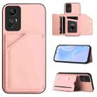 For Redmi Note 12S 4G Global Skin Feel Four Card Slots Phone Case with Wrist Strap(Pink) - 1