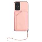 For Redmi Note 12S 4G Global Skin Feel Four Card Slots Phone Case with Wrist Strap(Pink) - 2