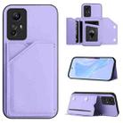 For Redmi Note 12S 4G Global Skin Feel Four Card Slots Phone Case with Wrist Strap(Purple) - 1