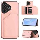 For Redmi Note 13R / Redmi 13 Skin Feel Four Card Slots Phone Case with Wrist Strap(Pink) - 1