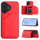 For Redmi Note 13R / Redmi 13 Skin Feel Four Card Slots Phone Case with Wrist Strap(Red) - 1