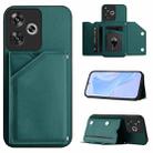 For Redmi Turbo 3 Skin Feel Four Card Slots Phone Case with Wrist Strap(Green) - 1