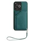 For Redmi Turbo 3 Skin Feel Four Card Slots Phone Case with Wrist Strap(Green) - 2