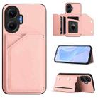 For Redmi Turbo 4 Pro / Poco F7 Skin Feel Four Card Slots Phone Case with Wrist Strap(Pink) - 1