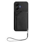 For Redmi Turbo 4 Pro / Poco F7 Skin Feel Four Card Slots Phone Case with Wrist Strap(Black) - 2