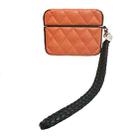 For AirPods Pro 2 Down Coat Texture PU Earbuds Box PC Case with Lanyard(Brown) - 1