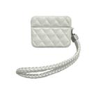 For AirPods Pro Down Coat Texture PU Earbuds Box PC Case with Lanyard(White) - 1