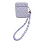 For AirPods 1 / 2 Down Coat Texture PU Earbuds Box PC Case with Lanyard(Purple) - 1