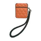 For AirPods 1 / 2 Down Coat Texture PU Earbuds Box PC Case with Lanyard(Brown) - 1
