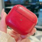 For AirPods 4 Crazy Horse Texture PU Earbuds Box PC Case with Hook(Red) - 1
